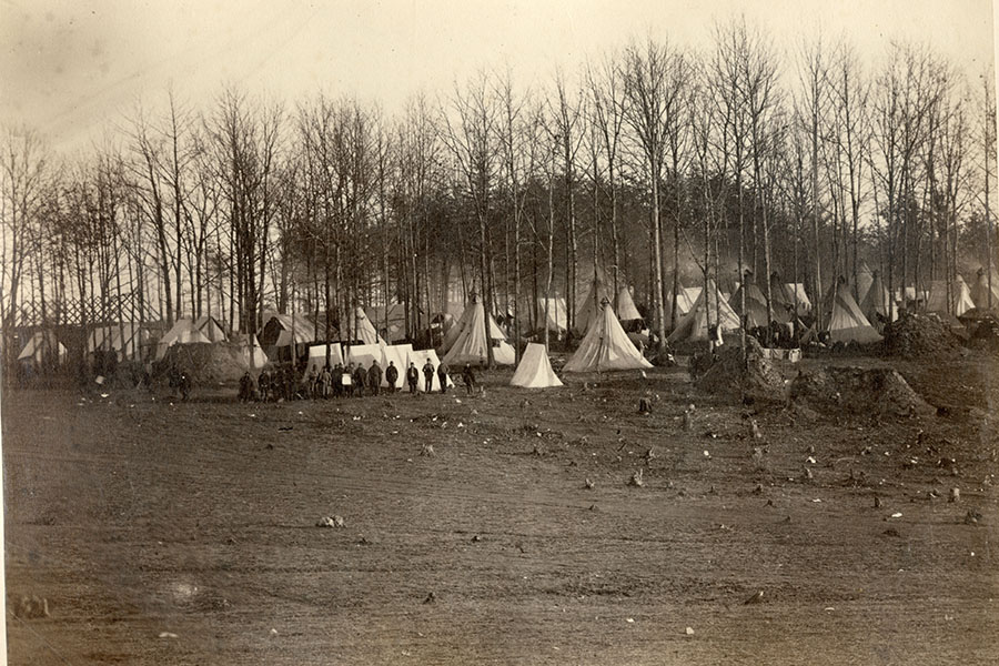 a black and white photo of camp griffin
