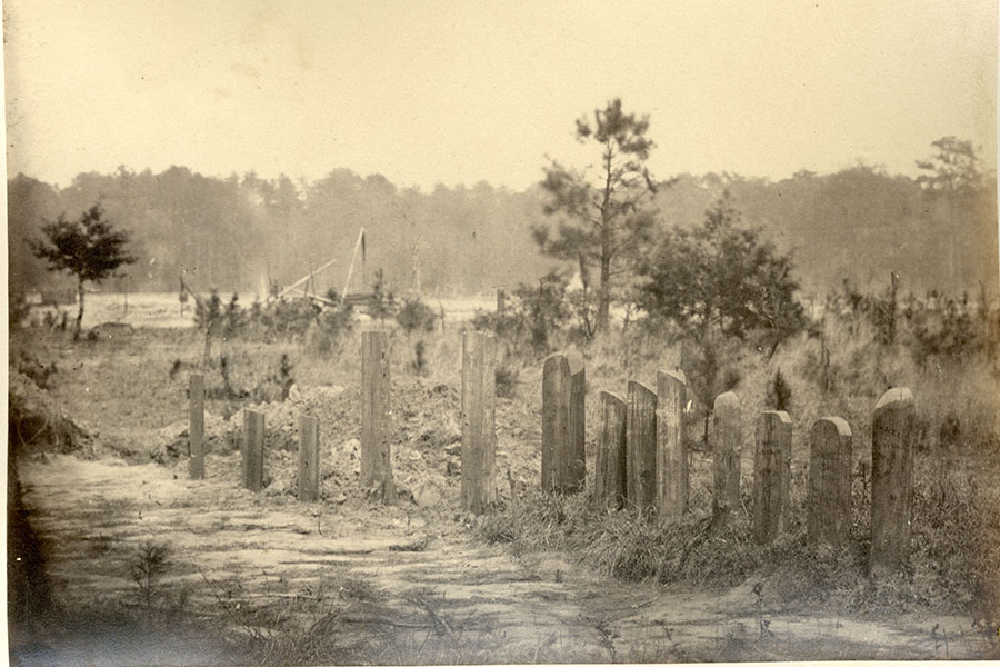 a black and white photo of the burial place of the 6th infantry
